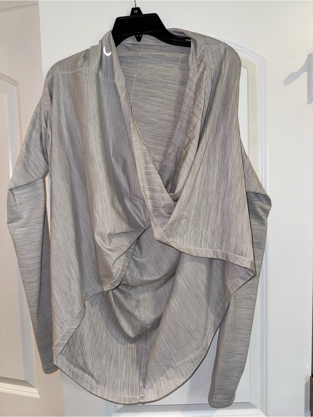 ZYIA Heathered Light Gray Draped Long-Sleeve Top